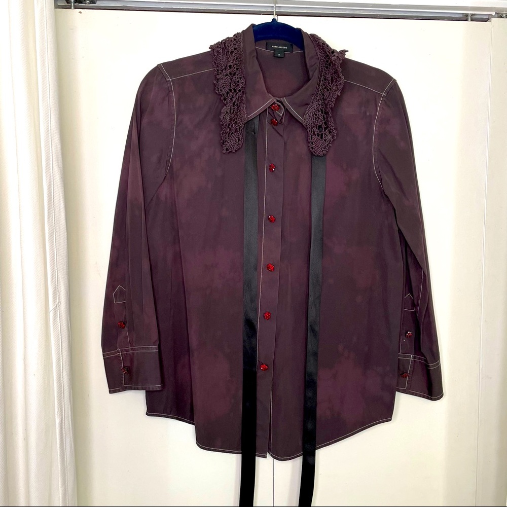 Marc Jacobs Purple Cotton Button Down Blouse